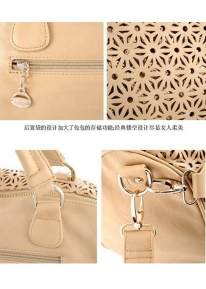 Бежевая сумка с пайетками под узорным кроем