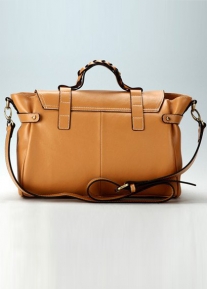 Кожаная сумка портфель с ручной косичкой