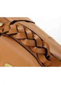 Кожаная сумка портфель с ручной косичкой