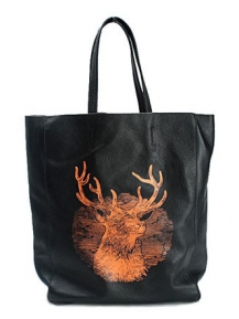 Удобная кожаная сумка с рисунком оленя