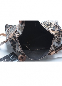 Кожаная леопардовая сумка саквояж