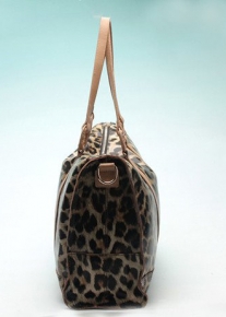 Кожаная леопардовая сумка саквояж