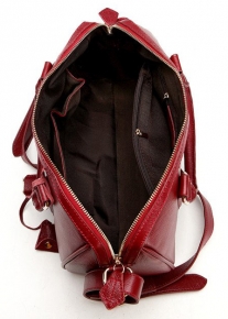 Кожаная сумка с замочком на двойной молнии