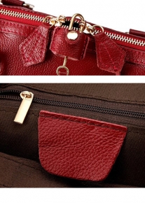 Кожаная сумка с замочком на двойной молнии