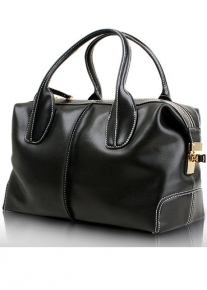 Удобная кожаная сумка с контрастными стежками