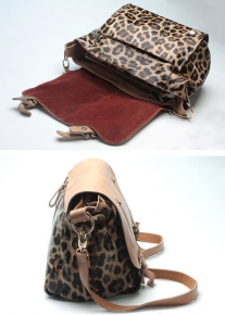 Кожаный леопардовый мессенджер