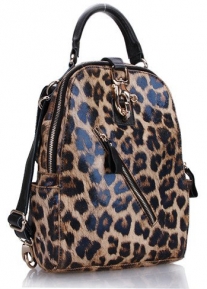 Леопардовая сумка рюкзак из натуральной кожи
