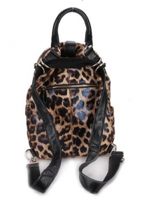 Леопардовая сумка рюкзак из натуральной кожи
