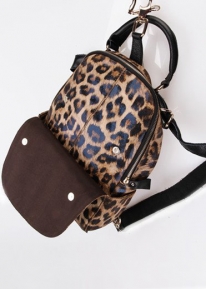 Леопардовая сумка рюкзак из натуральной кожи