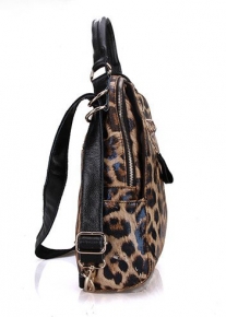 Леопардовая сумка рюкзак из натуральной кожи