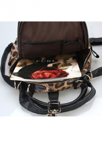 Леопардовая сумка рюкзак из натуральной кожи