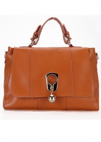 Кожаная сумка портфель декорированная шариком