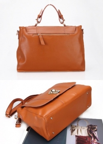 Кожаная сумка портфель декорированная шариком