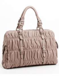 Стеганная гофрированная сумка из натуральной кожи
