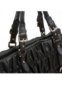 Стеганная гофрированная сумка из натуральной кожи