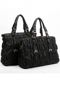 Стеганная гофрированная сумка из натуральной кожи