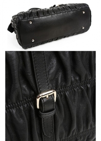 Стеганная гофрированная сумка из натуральной кожи