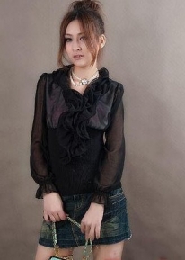 Элегантная шифоновая блузка с оригинальным воротом