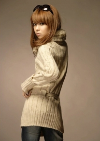 Теплый кардиган на молнии и с поясом