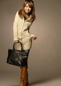 Теплый кардиган на молнии и с поясом