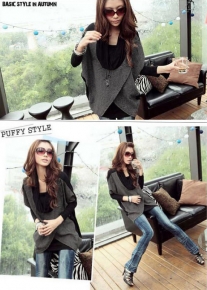 Удлиненный свитер с запахами и воротником 