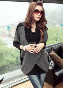 Удлиненный свитер с запахами и воротником 